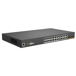 Peplink PLS-24-H2G-410W 28-Port Rugged Switch, 410W Power Budget, 16x 1GbE 802.3at PoE+ RJ45 Ports, 8x 2.5GbE 802.3at PoE+ RJ45 Ports, 4x 10GbE SFP+ Ports 